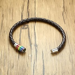 Titanium Stainless Steel Rainbow LGBT Pride 2 Pack (7.48″ Lesbian/Female))