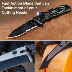Lethal Defender Emergency Knife | LED Light Pocket Assisted Folding Police Black