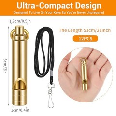 12 Pack Brass Emergency Whistles with Tangle-Free Lanyard – Pealess Safety