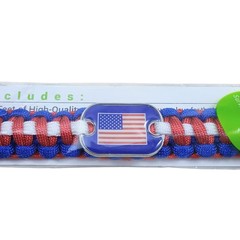 2 Survival Frog Patriot Paracord Bracelet USA Flag Whistle Hiking United States