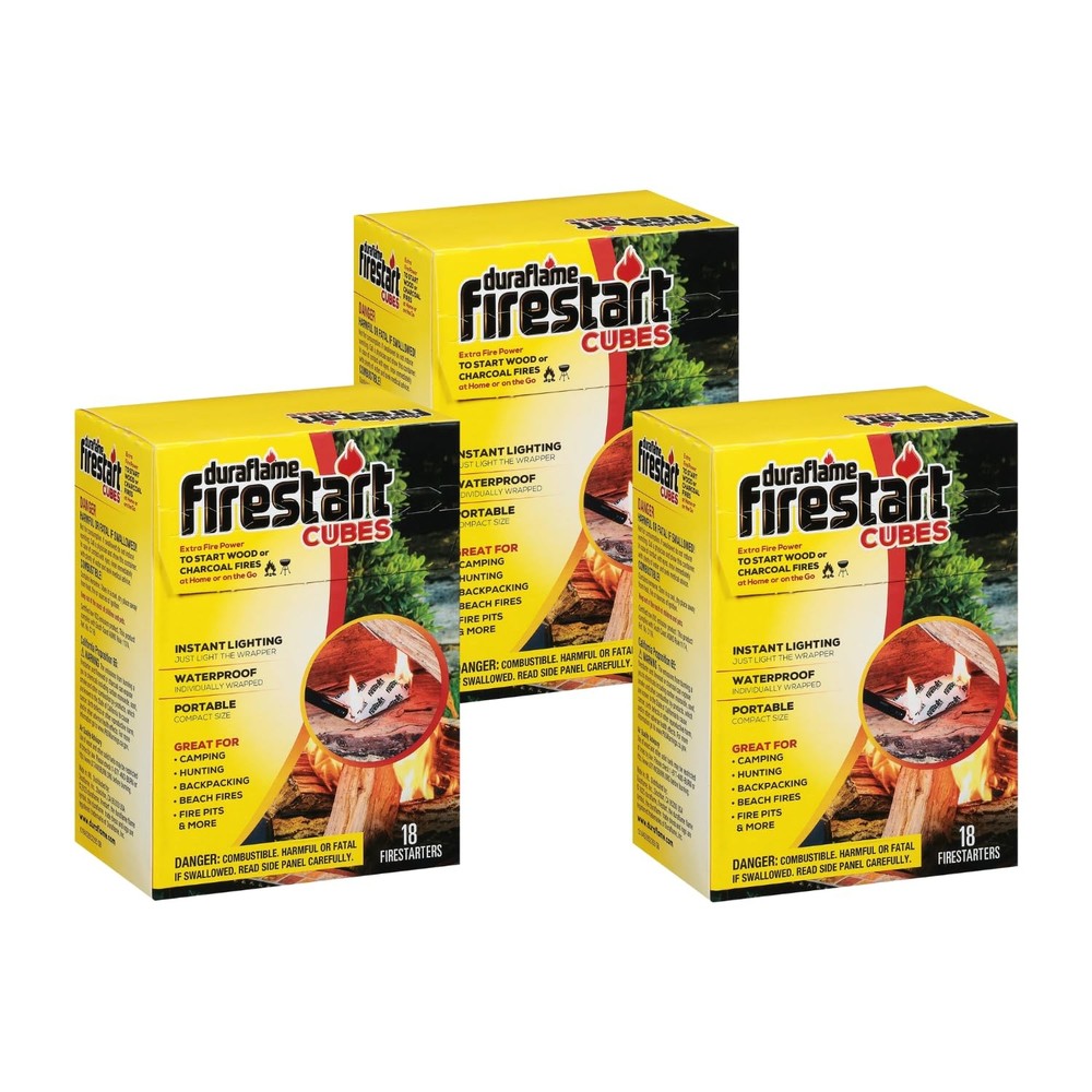 Duraflame Firestart Cubes Firelighters, 18 Pack (3 Pack) 3 Pack, Brown