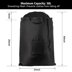2 Packs Travel Laundry Bags, CLEADUS Foldable Dirty Clothes Bag Large, Black
