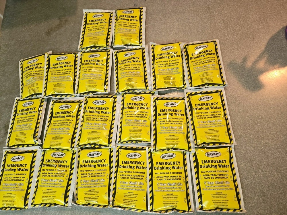 20 Mayday Emergency Drinking Water Pouches Survival bug-out-bag disaster kit