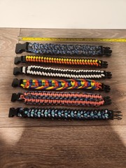 LOT: (6) Paracord Survival Bracelet – Handmade Multicolor – Outdoor Camping Hike