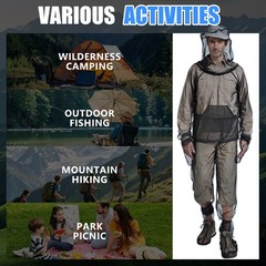 Anti Mosquito Netting Suit Breathable Protection for Hunting Fishing Men Women