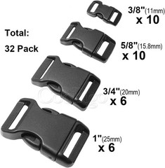 32 Pack of Lightweight Plastic Paracord Buckles – Perfect for Crafts & Collars