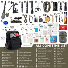 Emergency Survival Kit 246Pcs Gear, First Aid, Tactical Bag, Camping Axe, Bug Ou