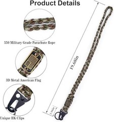Heavy Duty Paracord Lanyard Keychain, Braided Parachute Army Green Camo(l1+s2)