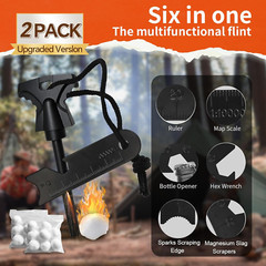 2PCS Magnesium Fire Starter with Striker, High Temp Magnesium Rod, Ferro Rod Fir