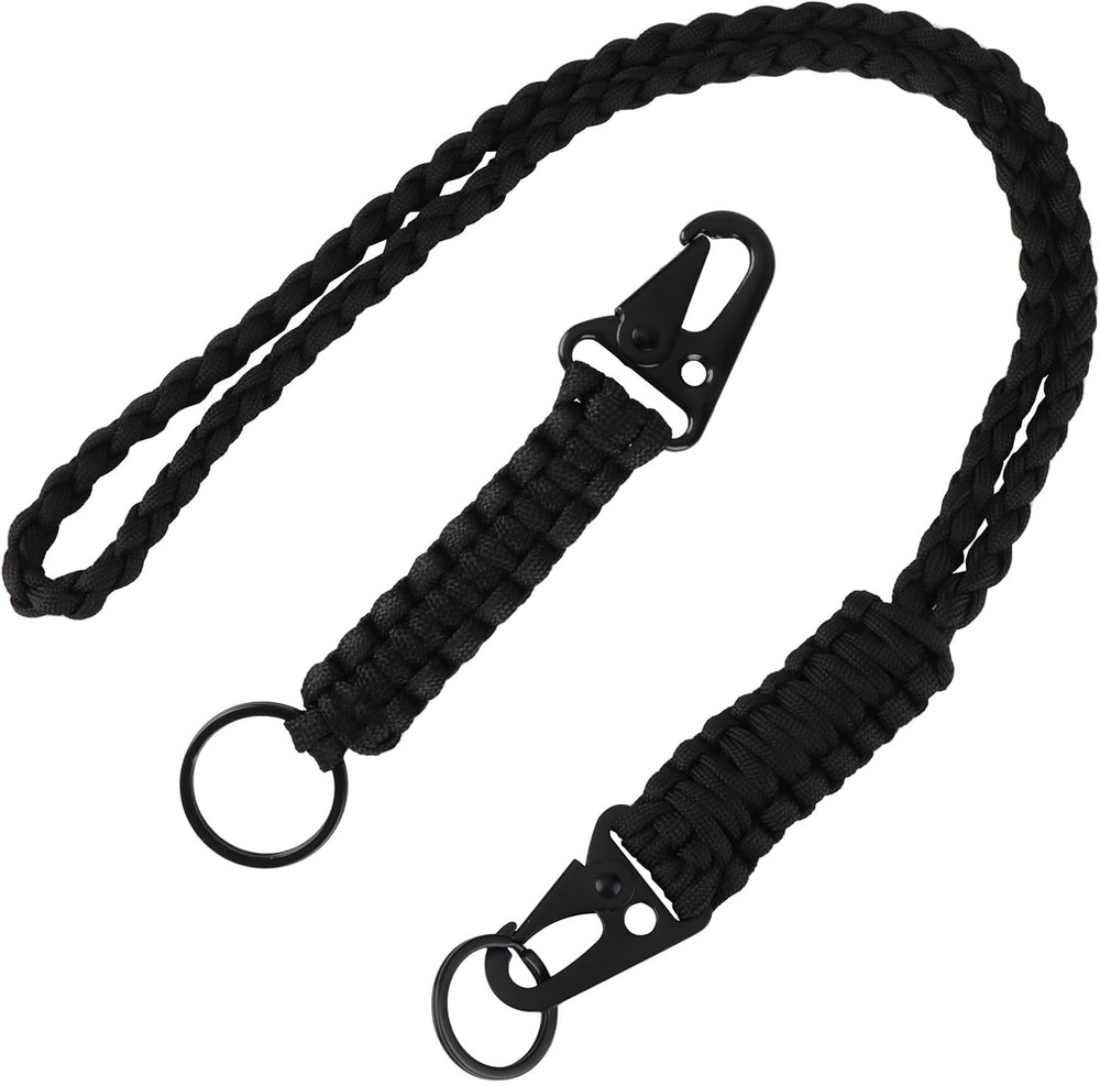 2 Pcs Tactical Paracord Lanyard for ID Badges and Keys, Heavy Duty 550 Paracord