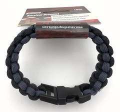 SecureLine Survival Bracelet Nylon Paracord Rope – Large, Black/Grey