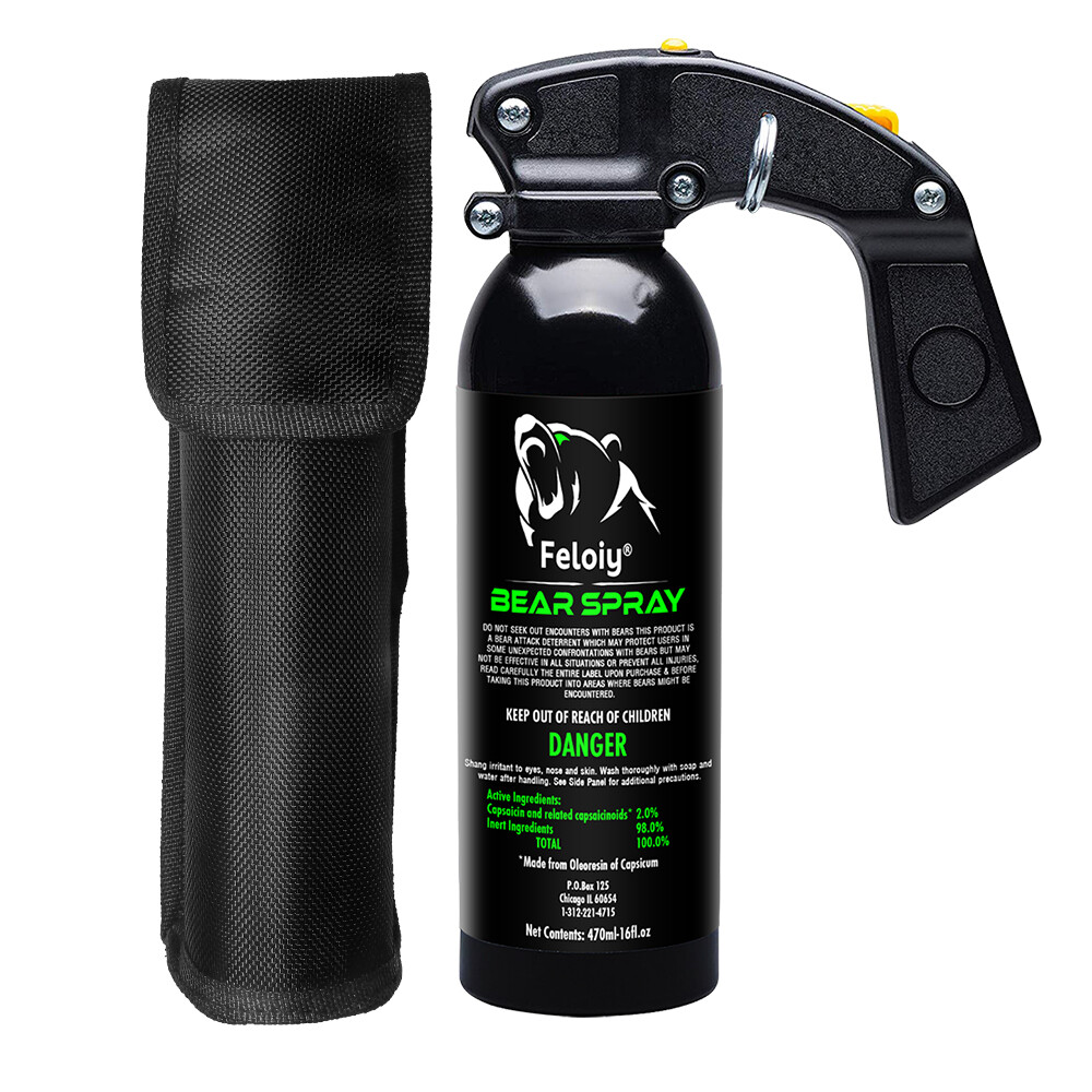 Feloiy 35 Feet BEAR Deterrent Repellent Spray 16 oz GLOW CAP CAMPING HIKING