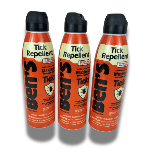Bens Tick Repellent Picaridin Spray 6 oz Cans 12 hours protection PACK OF 3