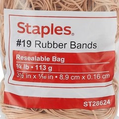 Staples Rubber Bands, Size #19, 1/4 lb. Bag – Small Economy Bands for Paper