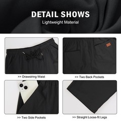 Mens Casual Jogger Pants Relaxed Fit Cargo Drawstring 4X, Black