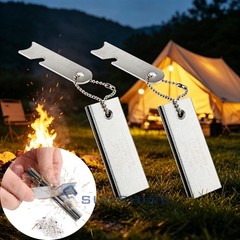 2PCS Ferro Rod Fire Starter W/ Bottle Opener And Magnesium Scraper Flint Striker