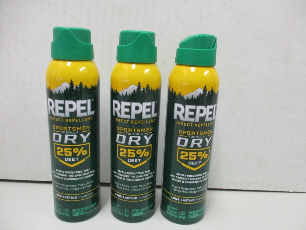 3 Repel Sportsman Formula DRY 25% Deet Insect Repellent 4oz Can Aerosol