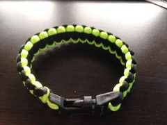 550 Paracord Basic Survival Bracelet Black-Green Outdoor Cobra Weave New 2/pack