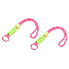 2Pcs Paracord Lanyard Keychain with Spring Ring, Rose Red, Light Green