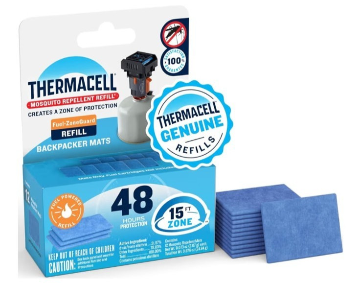 Thermacell Fuel-ZoneGuard Backpacker Mosquito Repellent Mat Refill; 15-FT Zone o