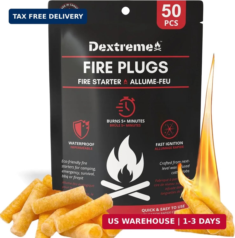 Dextreme Fire Plugs Waterproof Fire Starter for Campfires, Emergencies, Survival