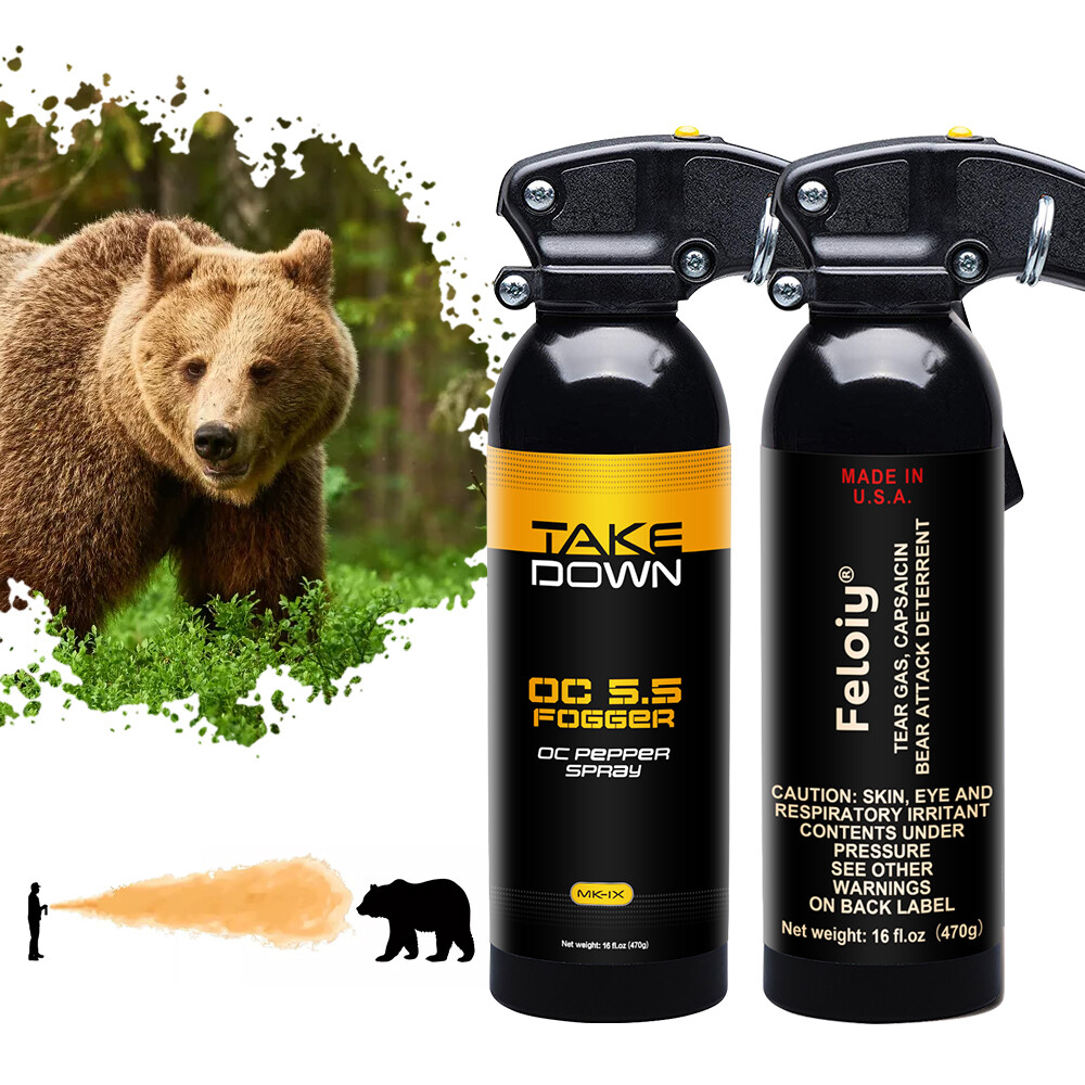2 Pack Bear Repellent Spray OC S.S Fogger 16oz 30ft