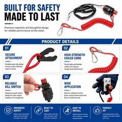 Qonsy Universal Boat Engine Kill Switch and Safety Lanyard Essential Emergenc…