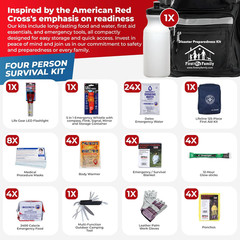 First My Family All-In-One 4 Person, 72 Hour Emergency Survival Kit for Fires, E