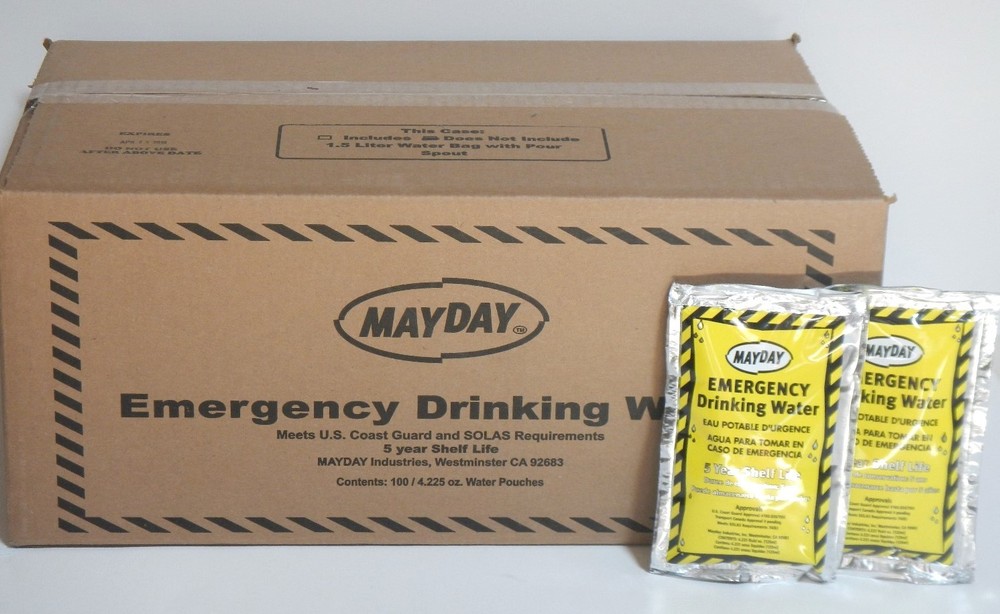 Emergency Drinking Water Case of 60 Pouches (4.2 oz.)ea. MAYDAY Survival WA44M