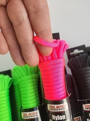 Lot Of 12, Tool Bench Paracord 1/8 x 25 Ft, Black, Neon Green, Neon Pink.