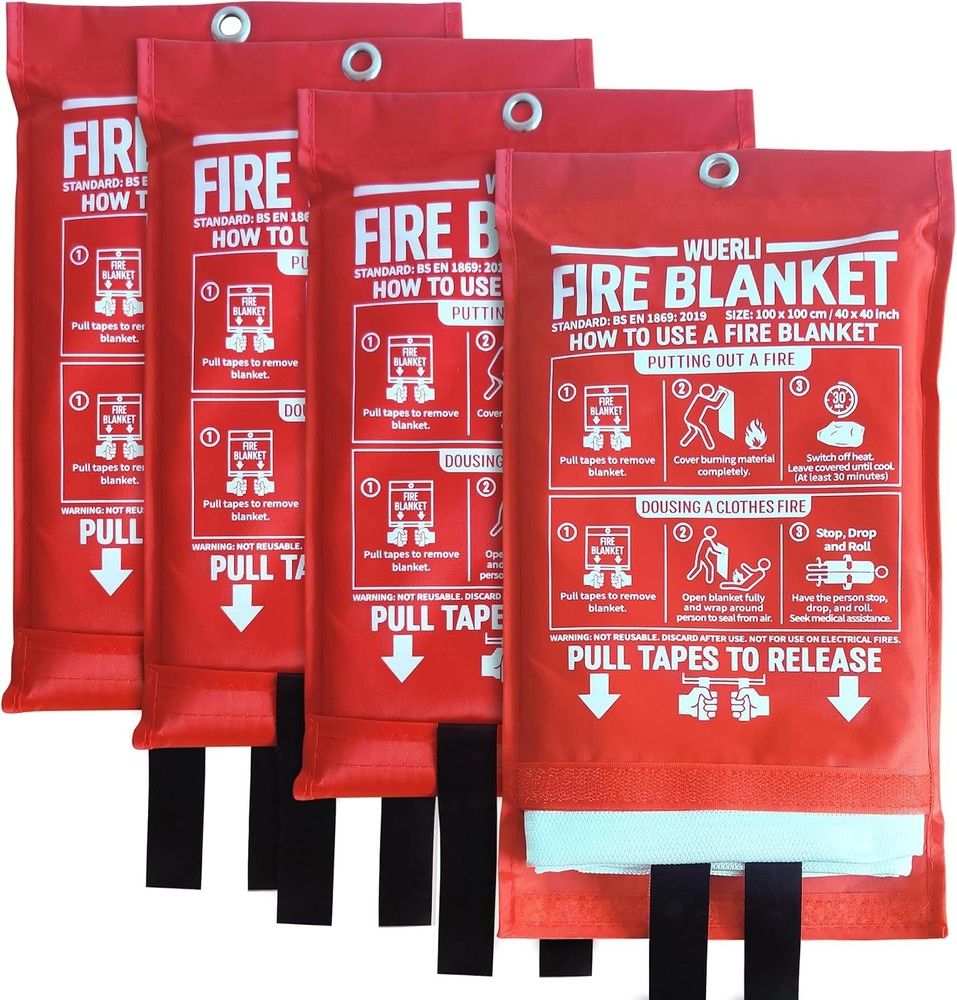 40″x40″ Emergency Fire Blanket for Home Kitchen, Fiberglass Safety