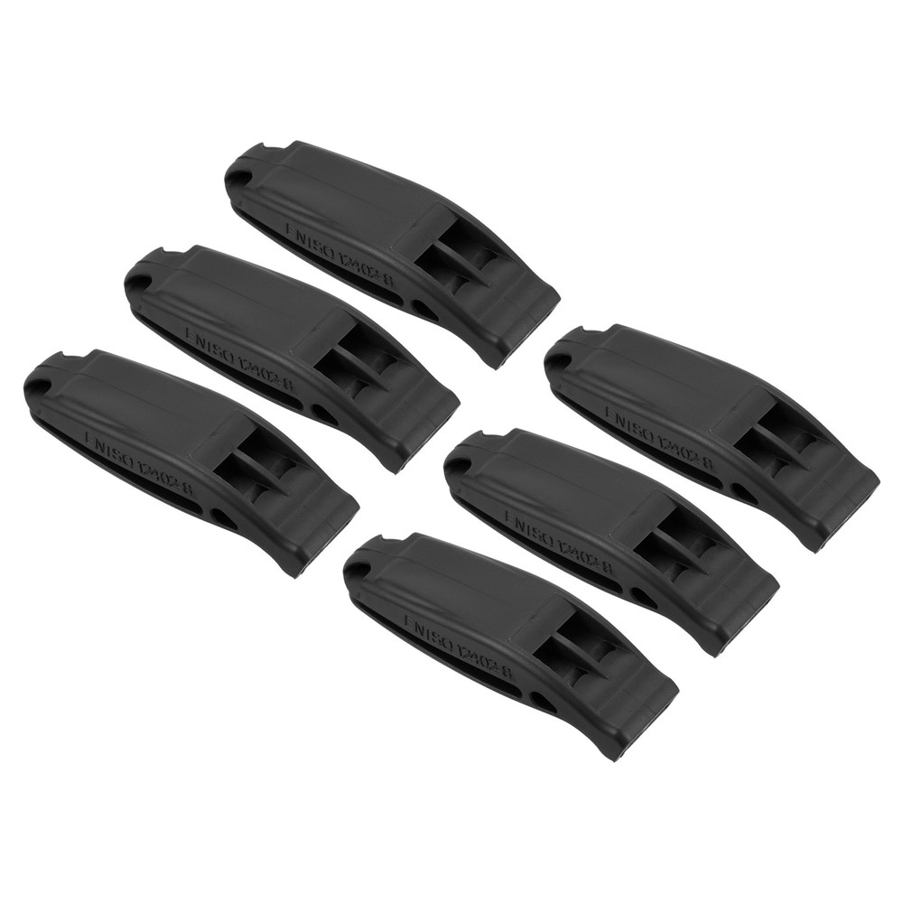 6pcs Emergency Whistles, Safety Whistle with Lanyard for Kayaking, Black