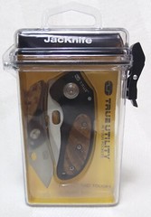TU576 TRUE UTILITY JACKNIFE POCKETKNIFE ONE HAND OPENING REAL HARD WOOD HANDLE