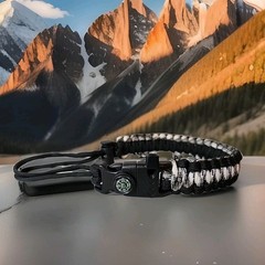 Emergency Survival Paracord Bracelet Fire Starter, Compass, Whistle Camp/Hike