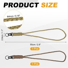 2Pcs Heavy Duty Braided Paracord Lanyard, Brown/Khaki