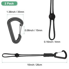 M METERXITY 2-Pack Paracord Keychains with Clips, 10 Inch Braided 26cm, Black