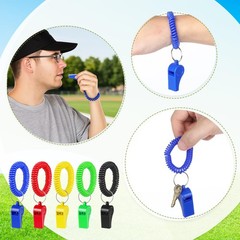 50 Pcs Sport Whistle with Bracelet, Multicolor Loud Clear Plastic Whistles wi…