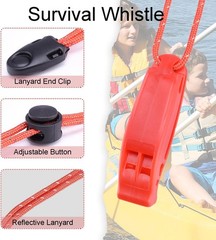 CooBigo 4Pcs Emergency Whistles, Loud Shrill Safety Whistle with Reflective