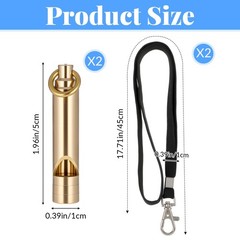 2 Pack Brass Emergency Whistles with Lanyard for Kayak Life Vest Boating