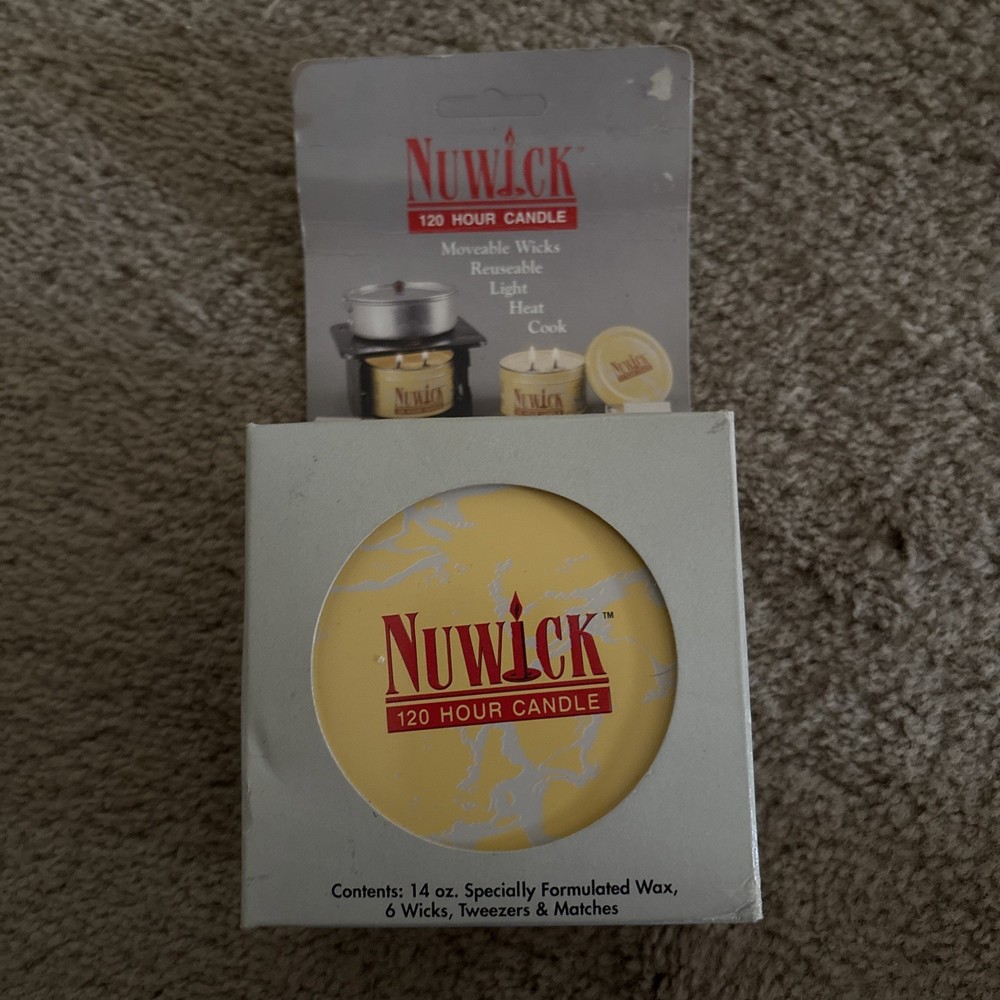Nuwick Lg 120 Hour Emergency Candle Moveable Wicks Reusable Light Heat Cook NIB