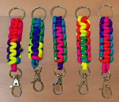 Rainbow PRIDE Keychain Paracord Metal Clip & Ring 550 Cord Handmade LOT OF 5