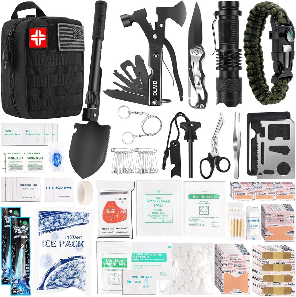320 PCS Survival Kit, First Aid Gear for Men Dad, Camping Hiking Car Home