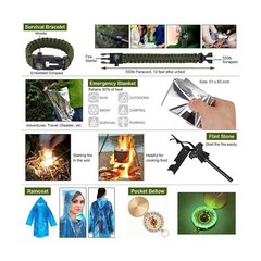 Survival Kit, 32 in 1 Professional Emergency Survival Gear Equipment Tools Fi…