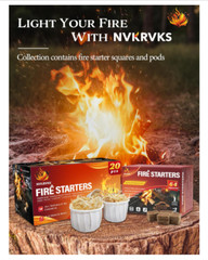 Fire Starter Squares, Natural & Waterproof, 64 Mini Squares for BBQ, Campfires