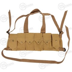 Repro Military Style Rhodesian Chest Rig- EXTRA POUCHES- Webbing-Airsoft- Tan