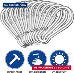 50PCS 3″ Heavy Duty Carabiner Clips Bulk, 5/16″ Gavanized Steel Spring Snap Hook