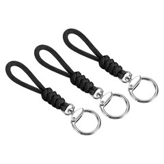 3pcs 5″ Paracord Lanyard with Clasp Wrist Cord Badge Holder Strap, Black