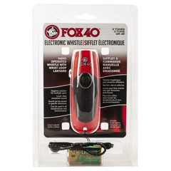 Fox 40 Electronic 3 Tone Whistle with Wrist Lanyard & 9V Battery – Red/Black