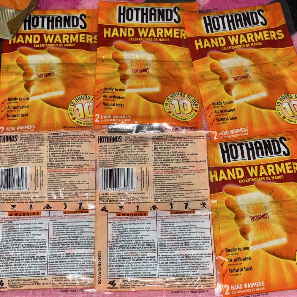 HotHands Disposable Hand Warmers 6 Pack Air Activated 10 Hour Camping Hiking