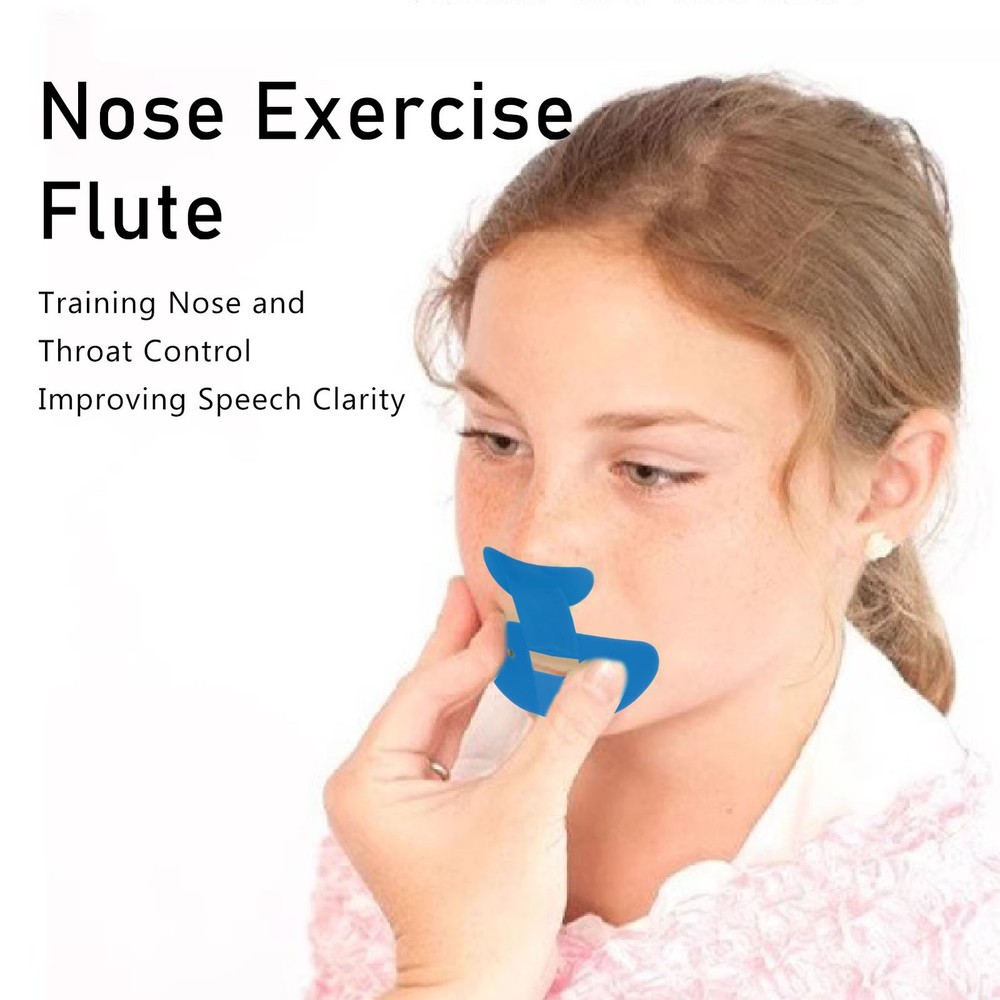 Kids Nose Flute Plastic Flute Dark Blue Nose Training Whistle For Nose Throa CX4